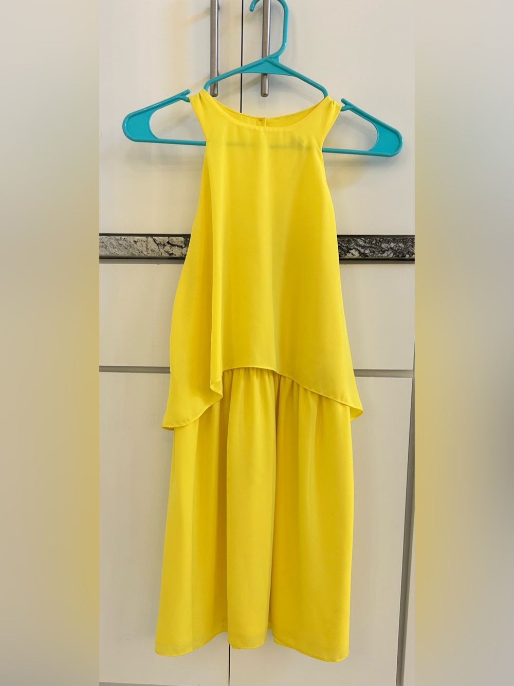 Bar III Bright Yellow Midi Tiered Dress